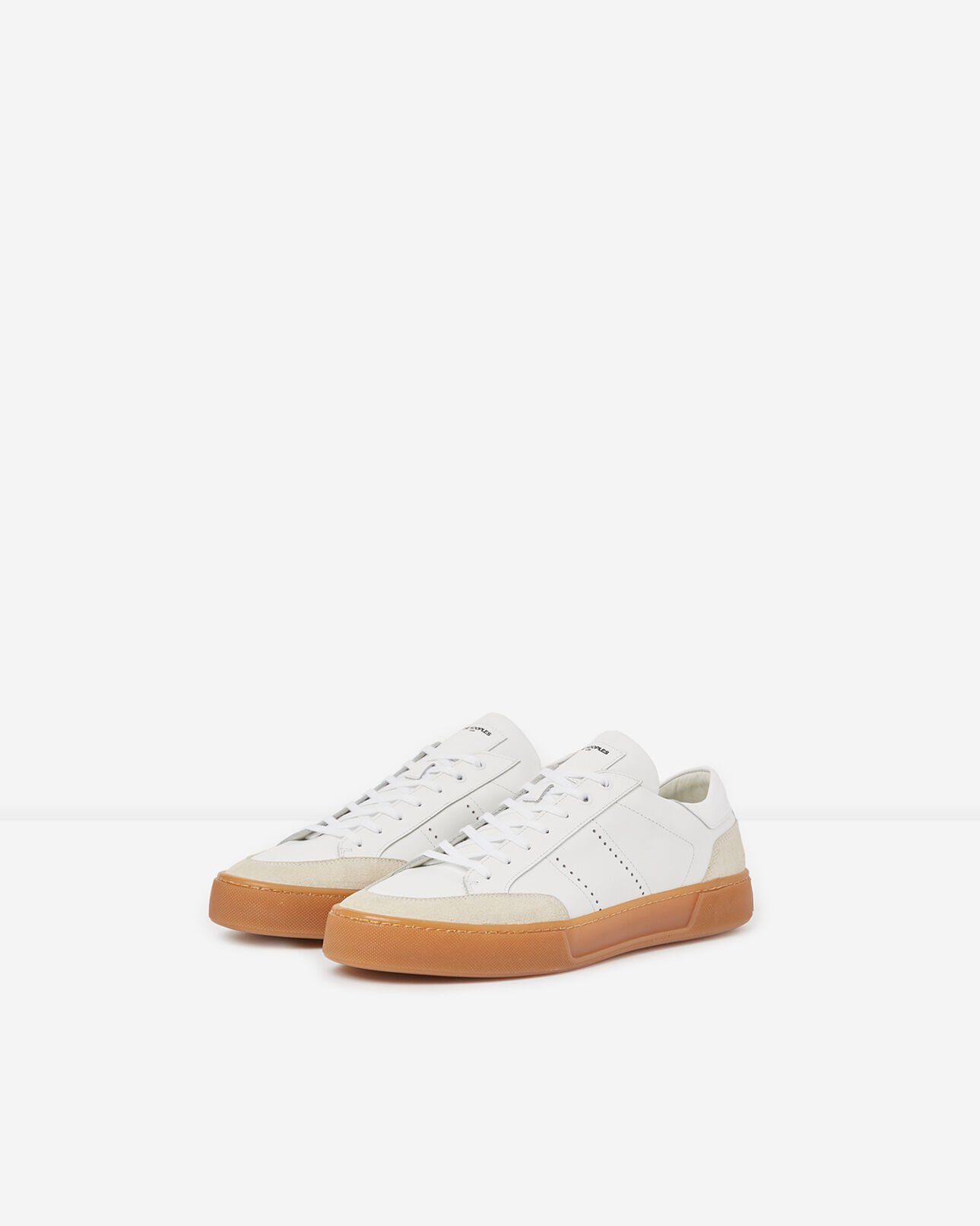 The Kooples MEN WHITE white low-top leather trainers with rubber soles