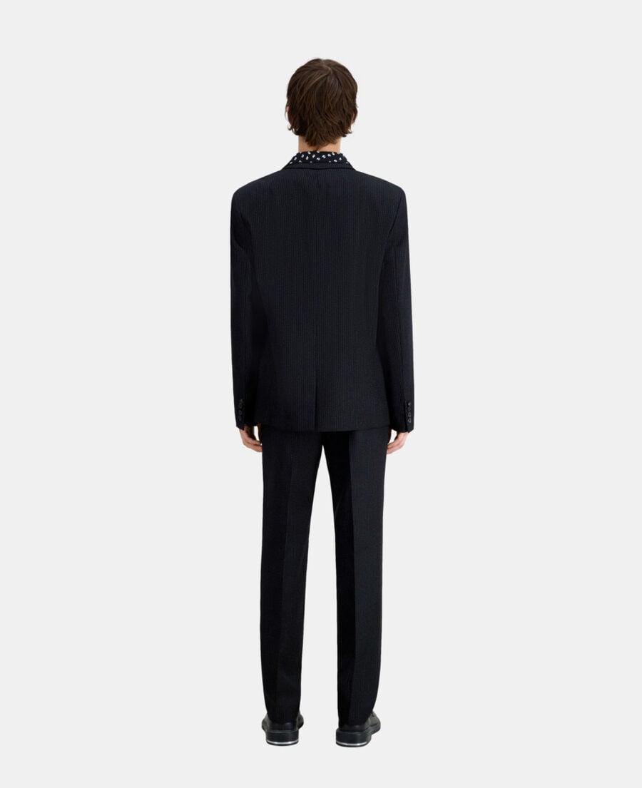 The Kooples MEN BLACK-ECRU black wool jacket with tennis stripes