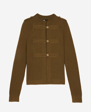 The Kooples F KAKI khaki officer-style wool cardigan