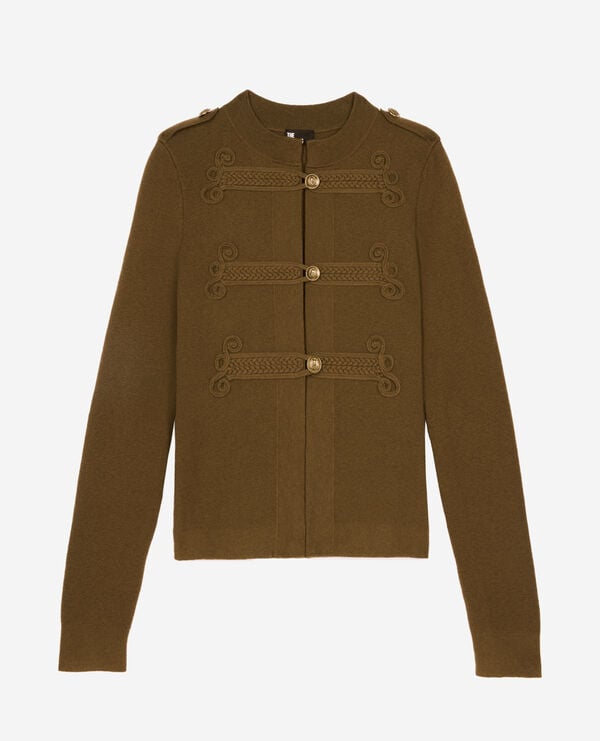 The Kooples FEMME KAKI cardigan en laine style officier kaki