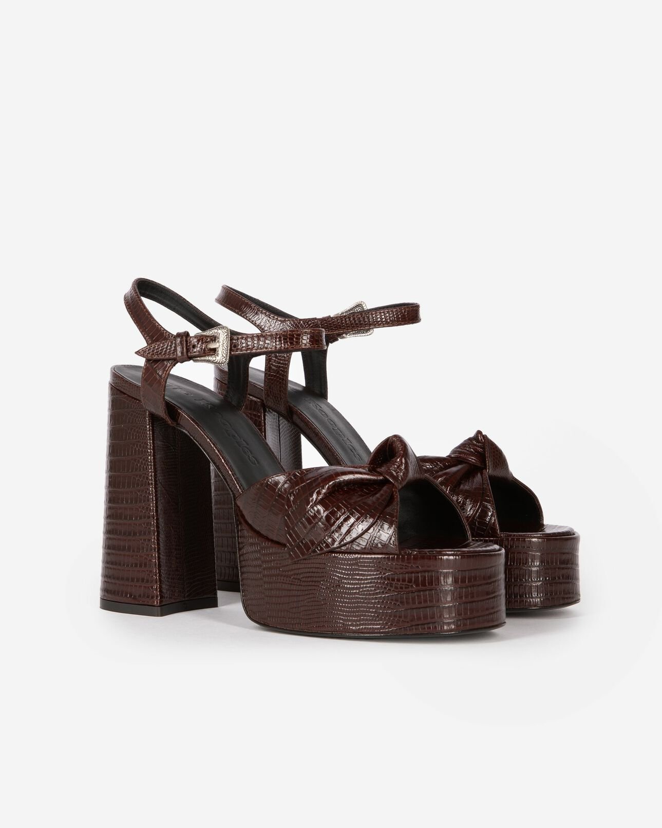 The Kooples FEMME BROWN sandales à talons en cuir marron