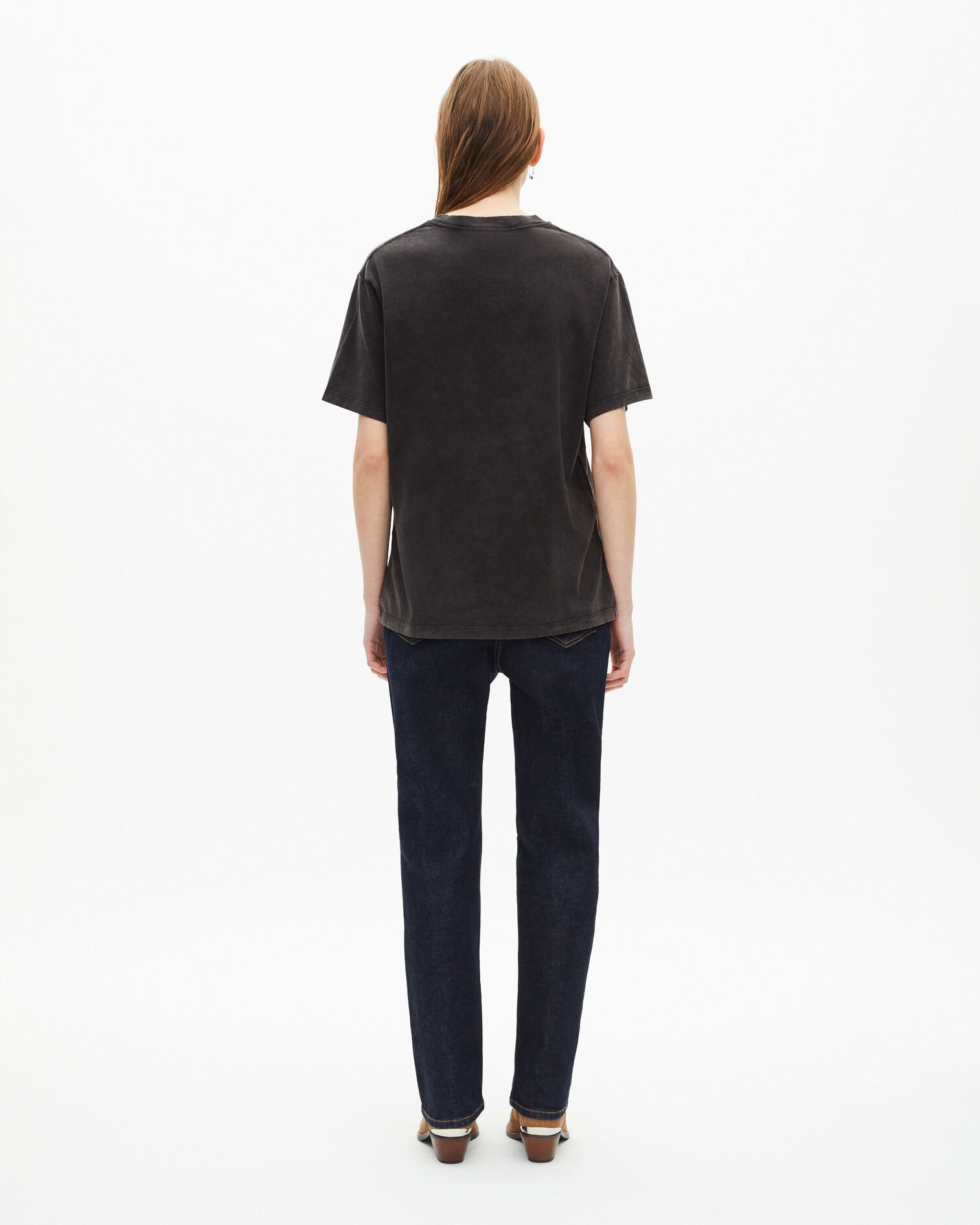 T-Shirt mit verblasstem schwarzem Siebdruck, BLACK WASHED, hi-res image number null