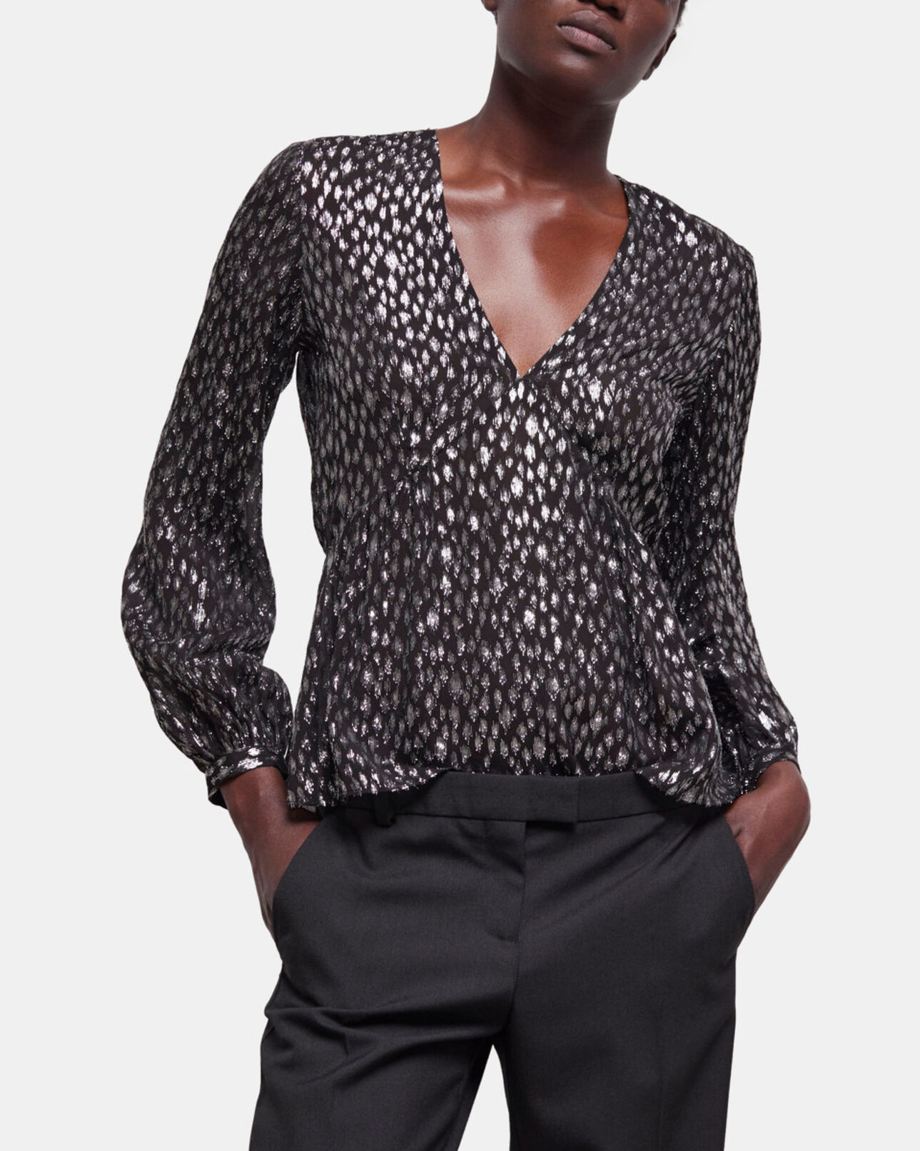 The Kooples FEMME ANTIC SILVER top léopard