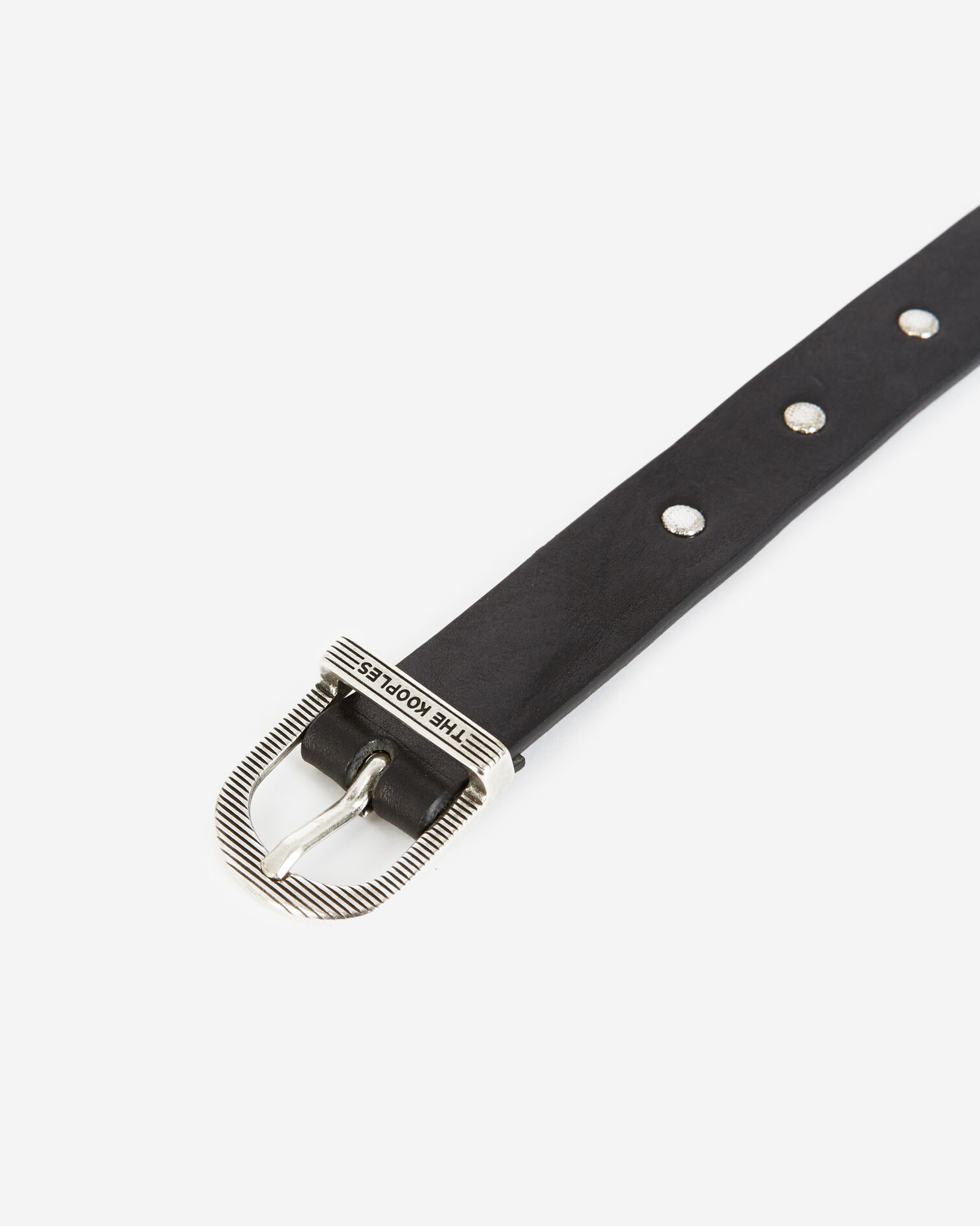 Black leather belt with rivet studs, BLACK, hi-res image number null