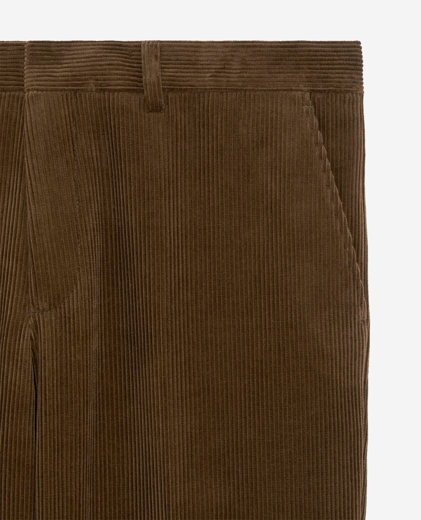 The Kooples HOMME CARAMEL pantalon de costume ajusté en velours côtelé marron