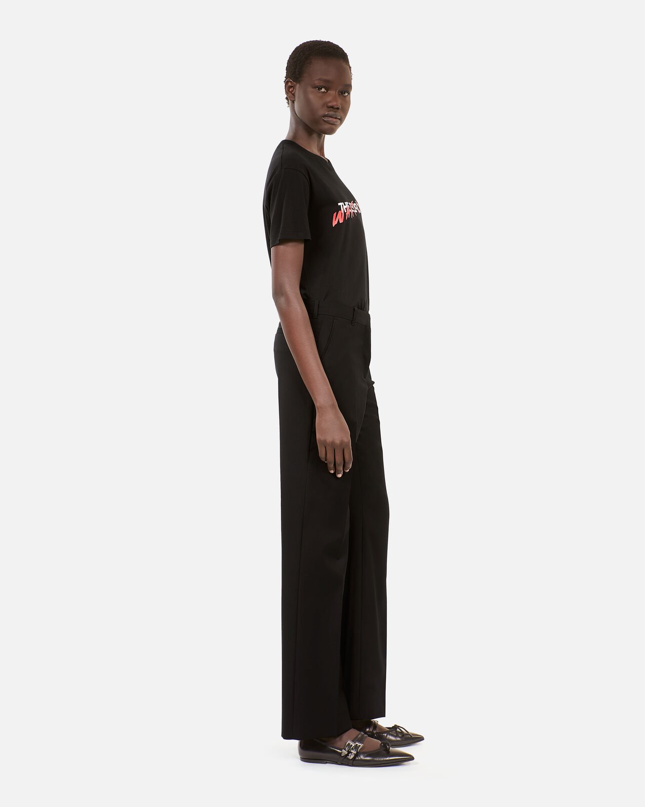 The Kooples FEMME BLACK pantalon tailleur en laine coupe droite noir 