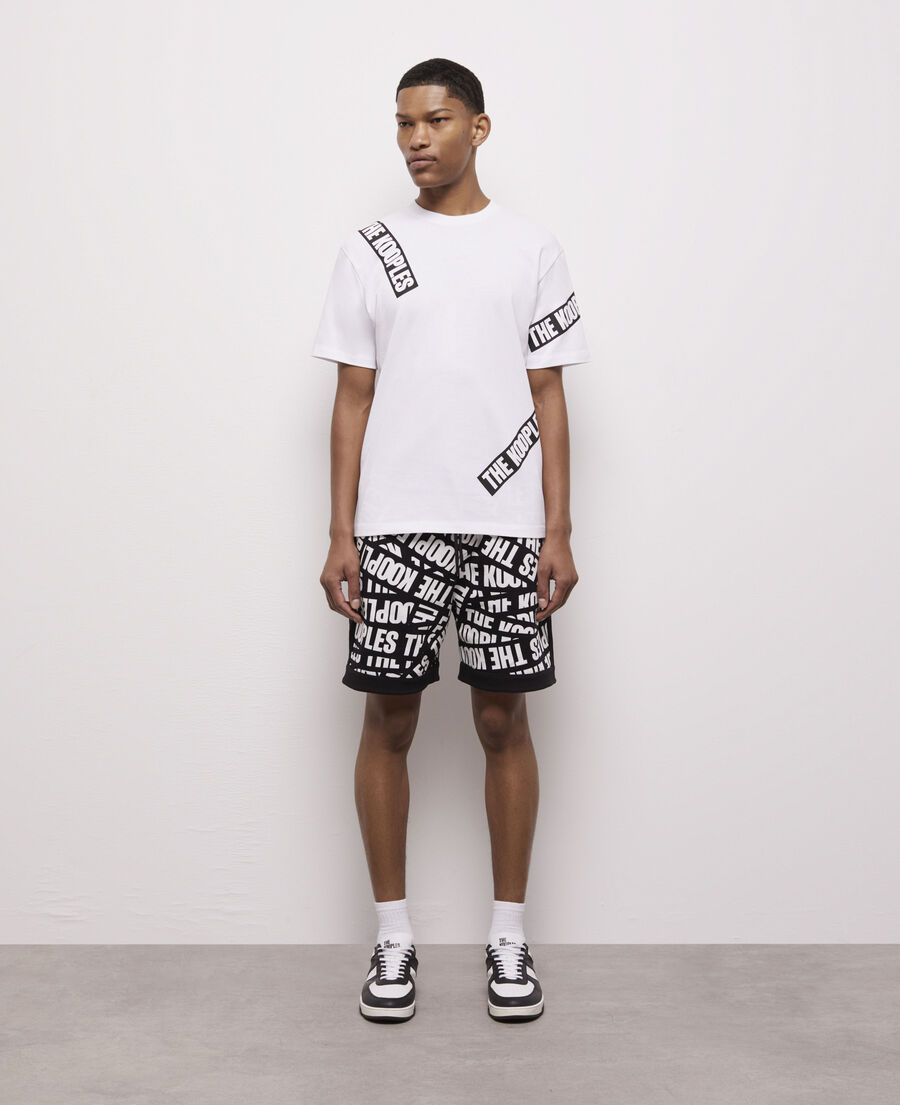 camiseta blanca tape logotipo para hombre