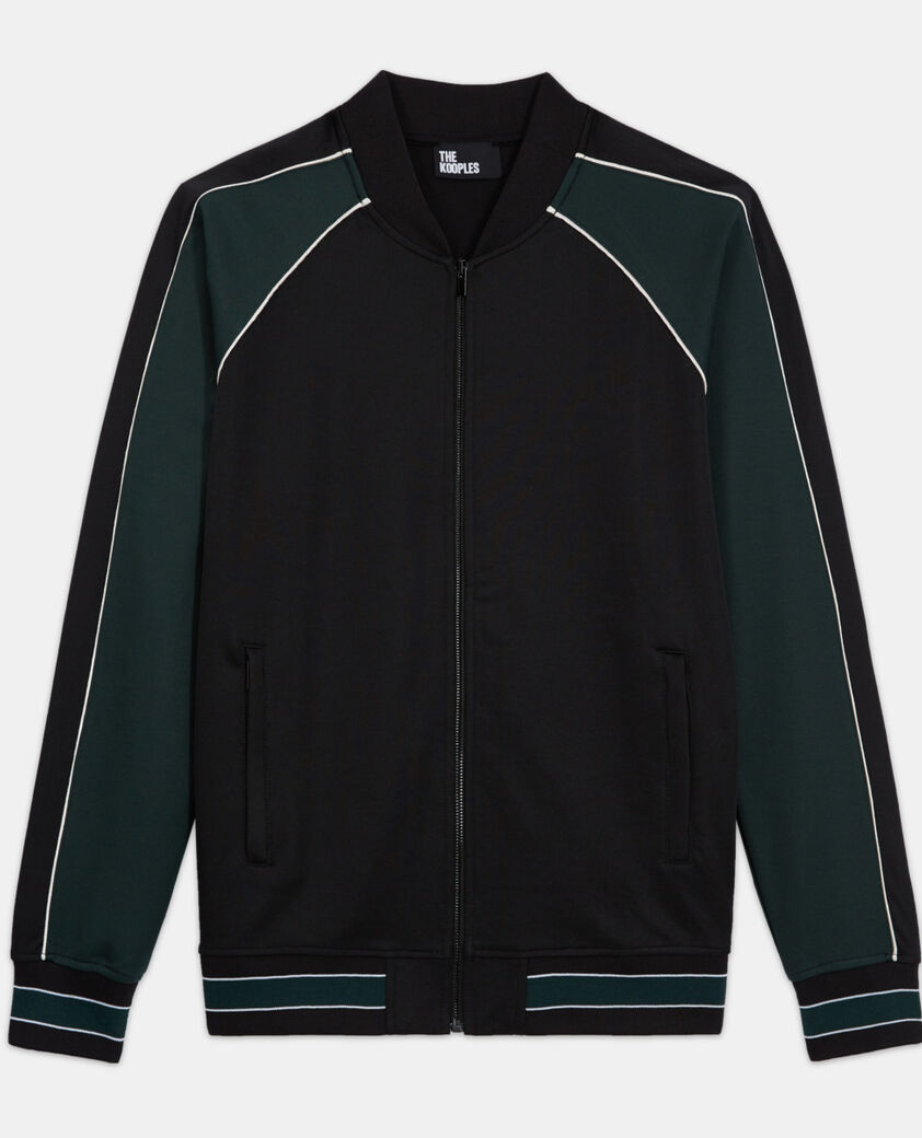 The Kooples HOMME VERT BOUTEILLE sweatshirt zipp&eacute; bicolore