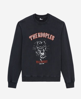 The Kooples HOMME BLACK WASHED sweatshirt sérigraphié noir