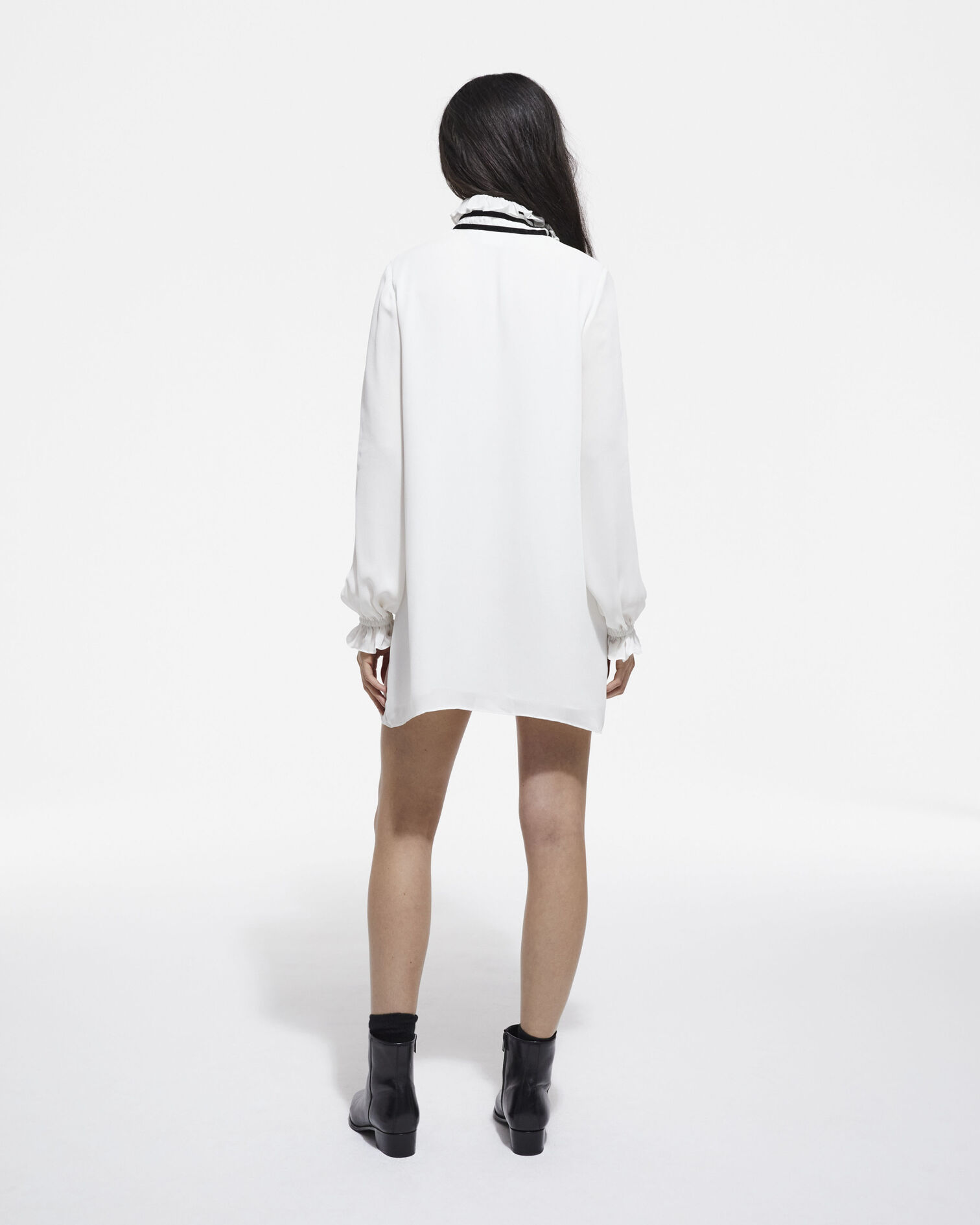 Robe courte en soie blanche, WHITE, hi-res image number null