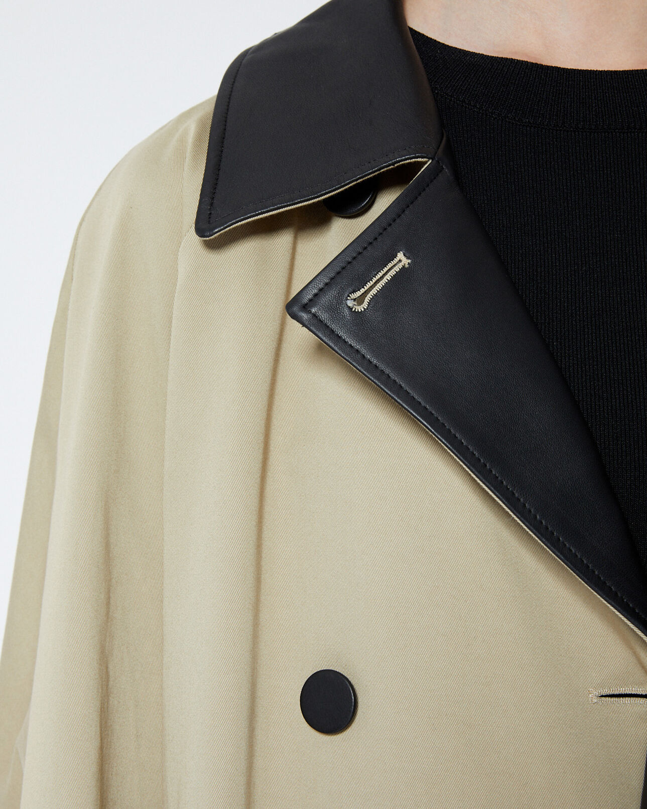 The Kooples DAMEN BEIGE halblanger beiger trenchcoat aus baumwolle