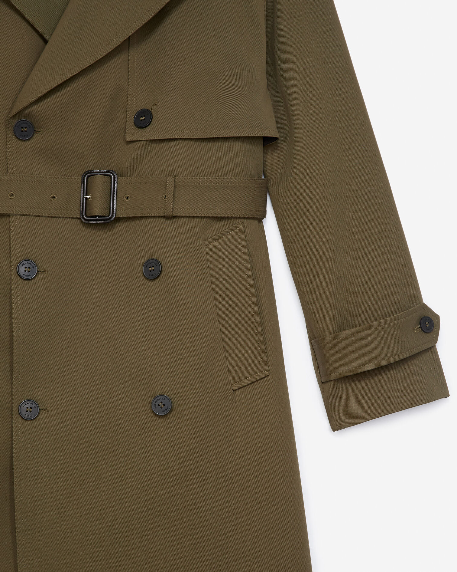 Double-breasted military khaki trench coat, KAKI, hi-res image number null