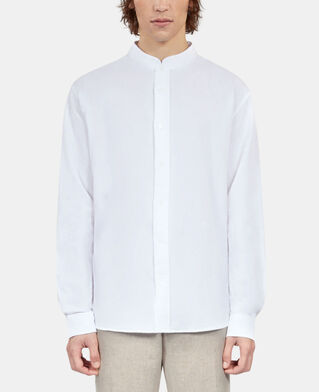 The Kooples HOMME WHITE chemise en coton et lin blanche