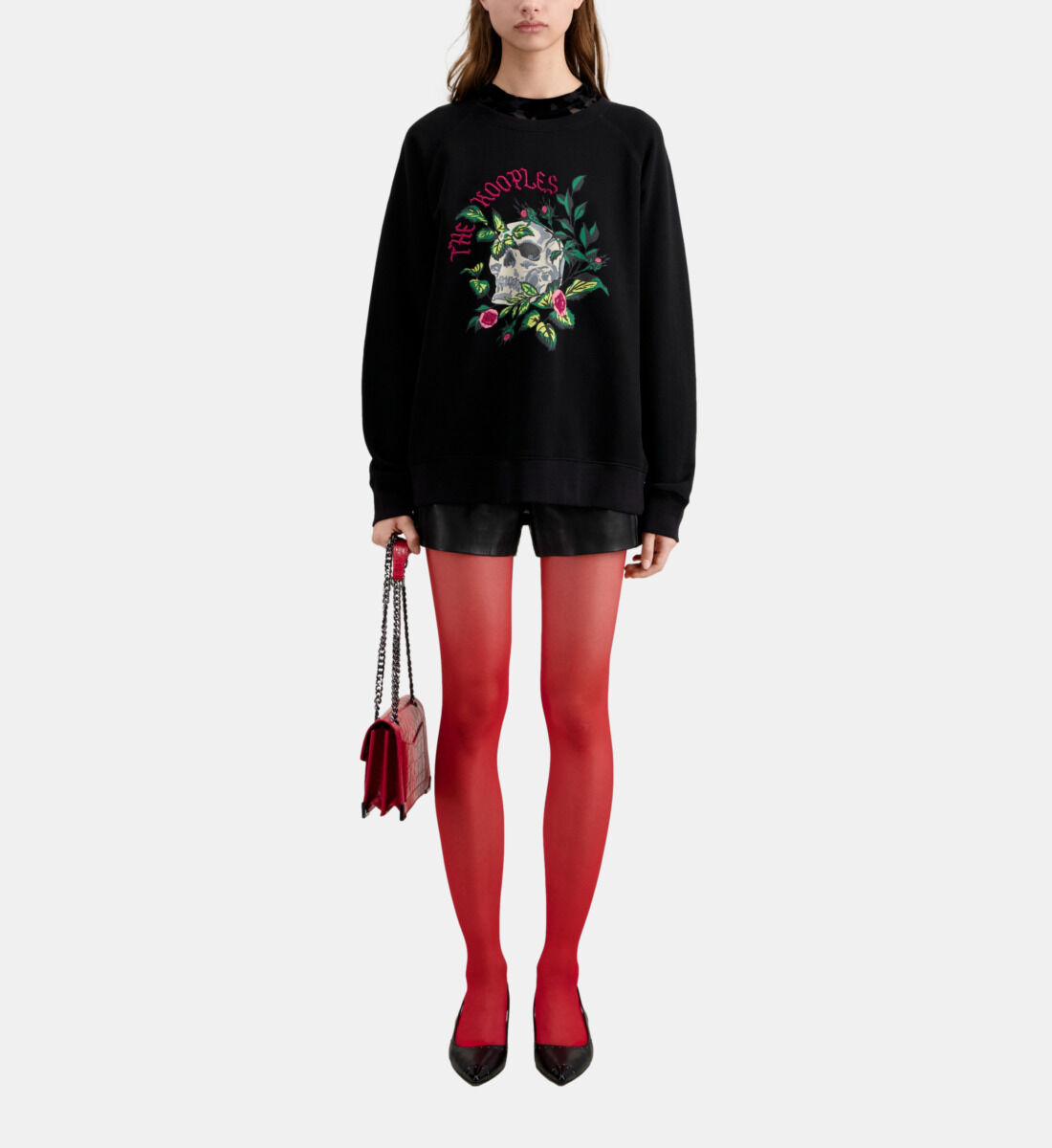 Black sweatshirt with red roses new arrivals