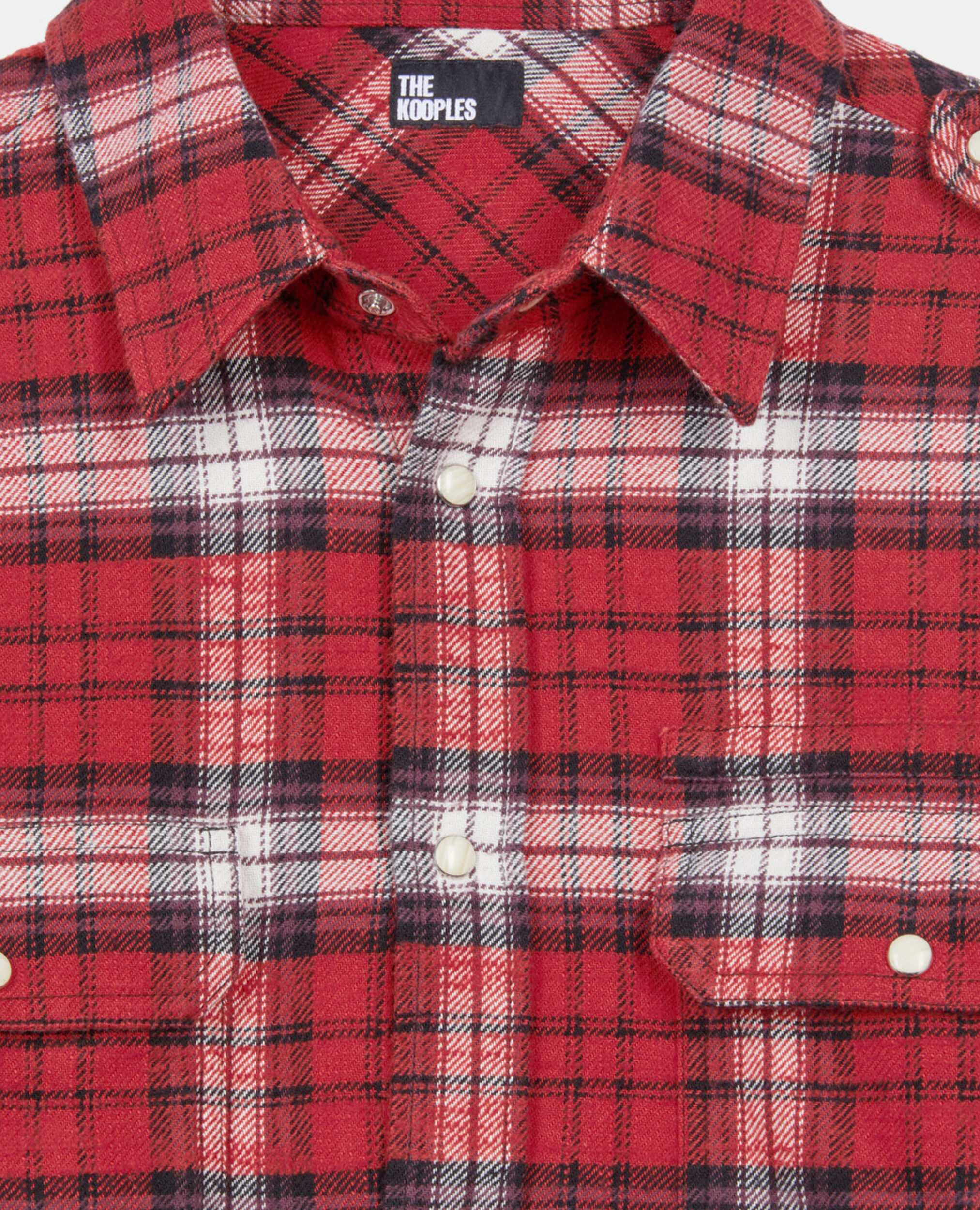 Red and white checked overshirt, BLACK-RED-WHITE, hi-res image number null