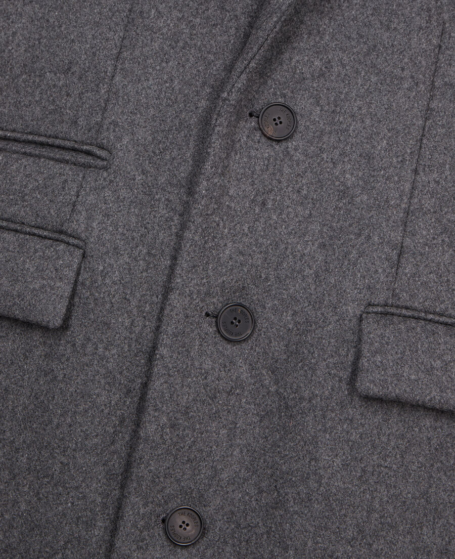 manteau gris chiné long en laine mélangée