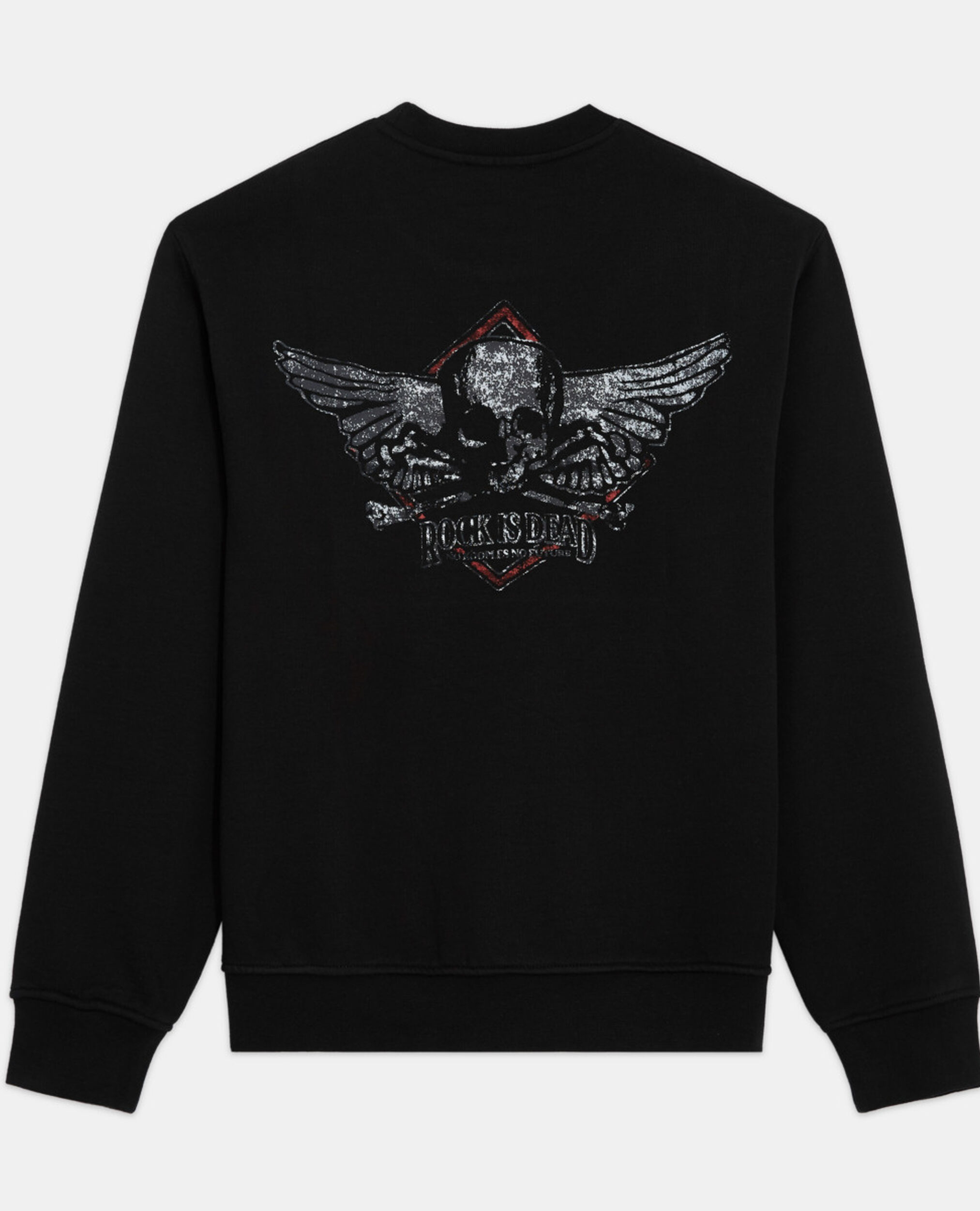 Schwarzes Sweatshirt mit Siebdruck, BLACK WASHED, hi-res image number null