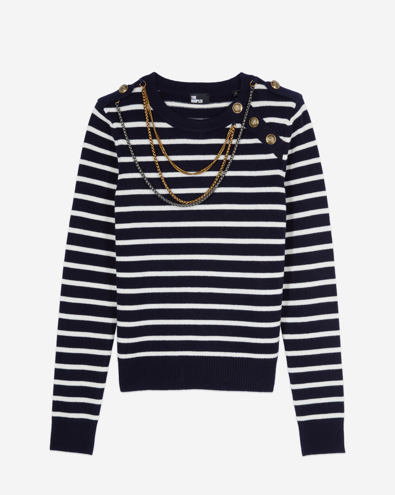 The Kooples MUJER WHITE / BLUE jersey lana rayas