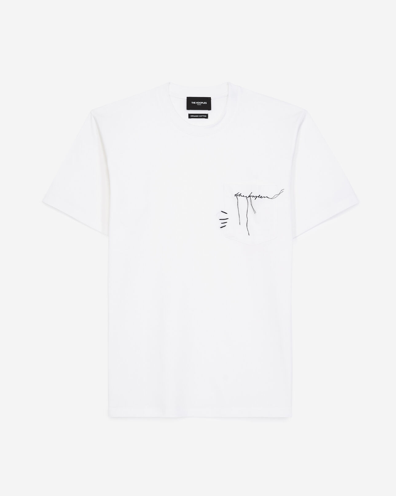The Kooples HOMME OFF WHITE t-shirt blanc coton à poche poitrine