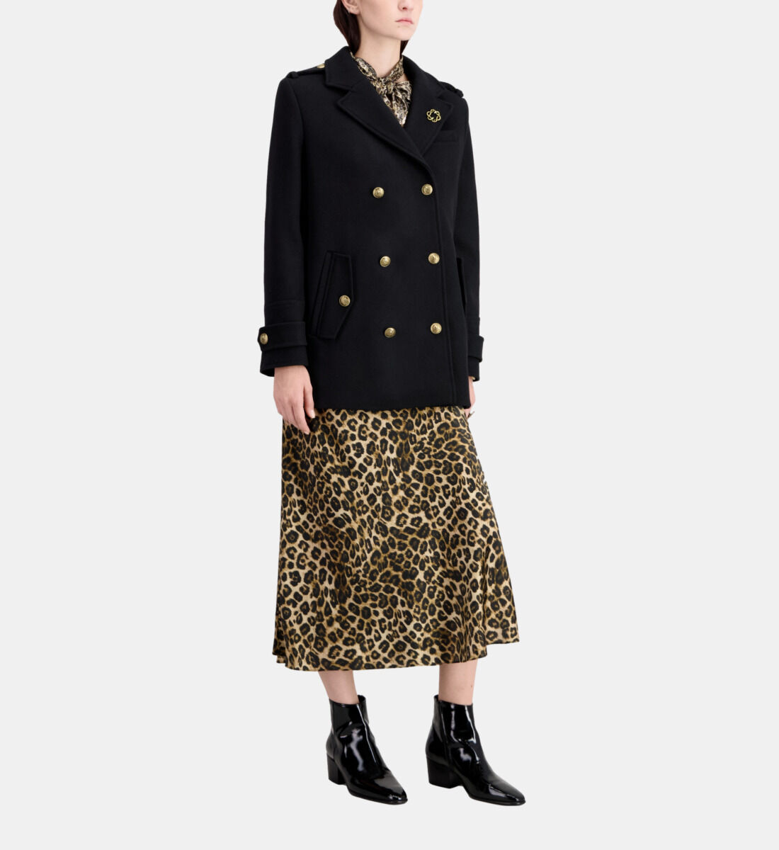 Black wool blend pea coat