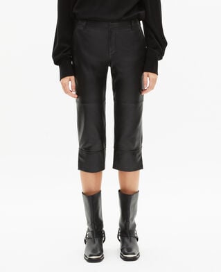 The Kooples WOMEN BLACK black leather capri pants