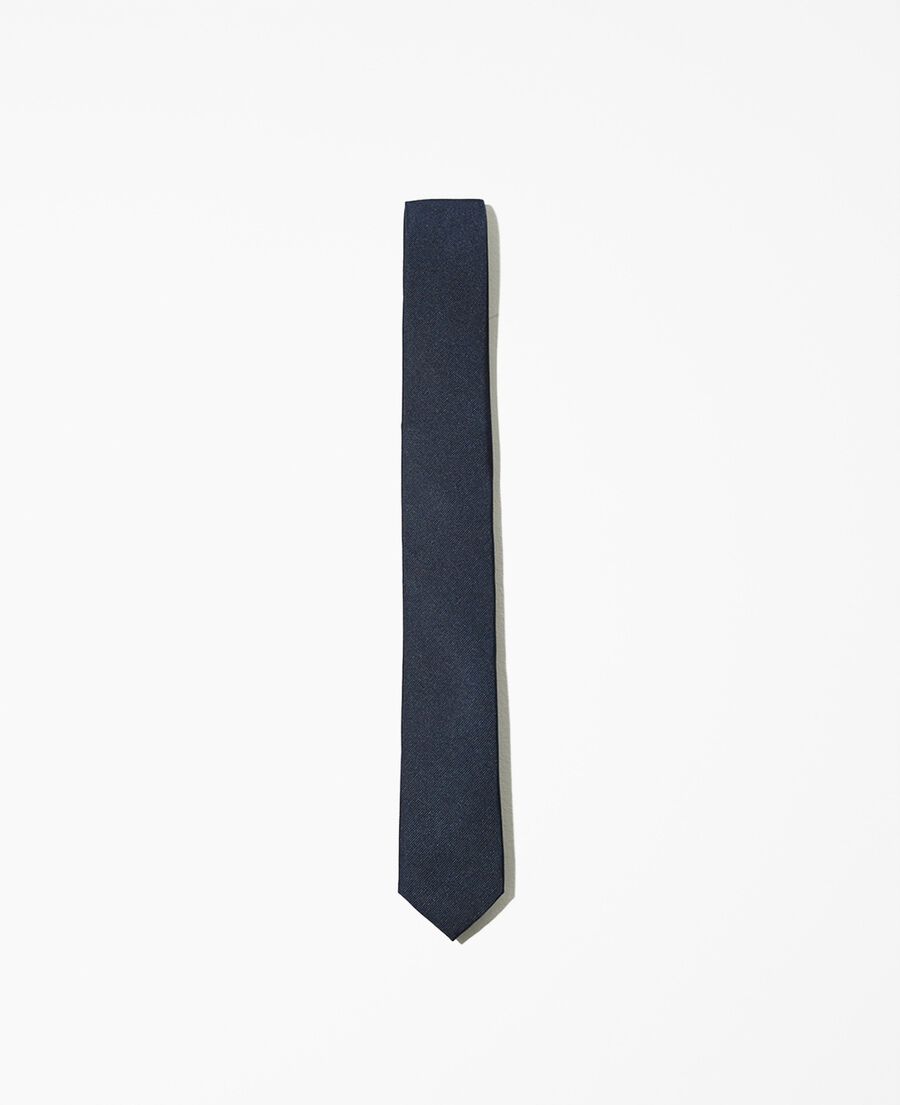 skinny plain blue silk tie
