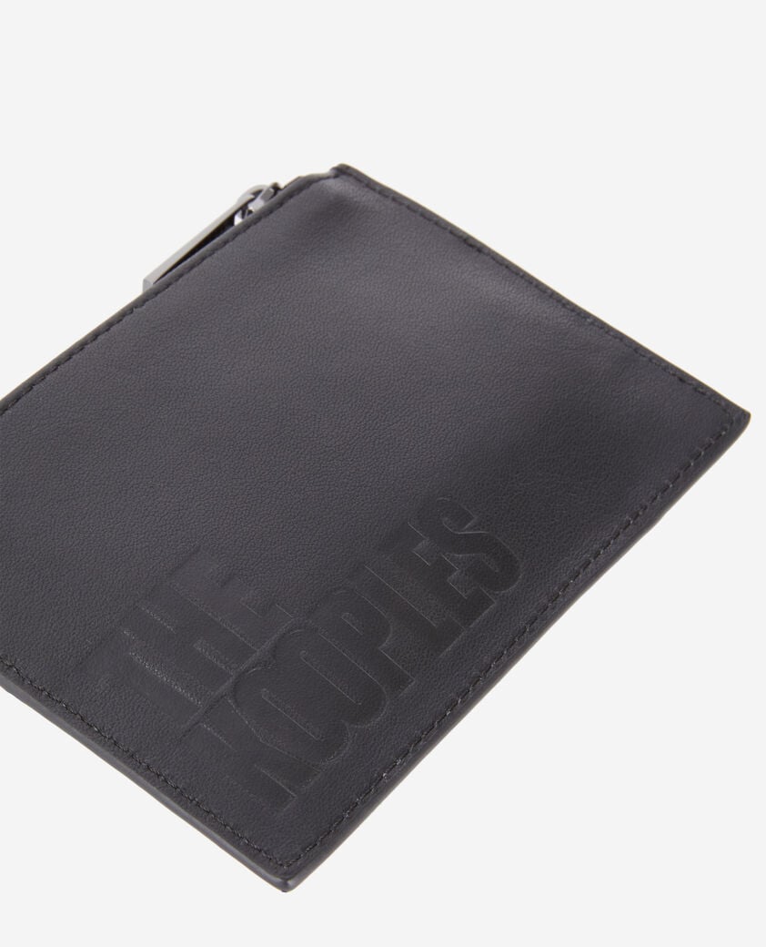 The Kooples HOMME BLACK porte-monnaie en cuir noir avec logo