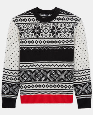 The Kooples H BLACK RED OFF WHITE patterned wool sweater
