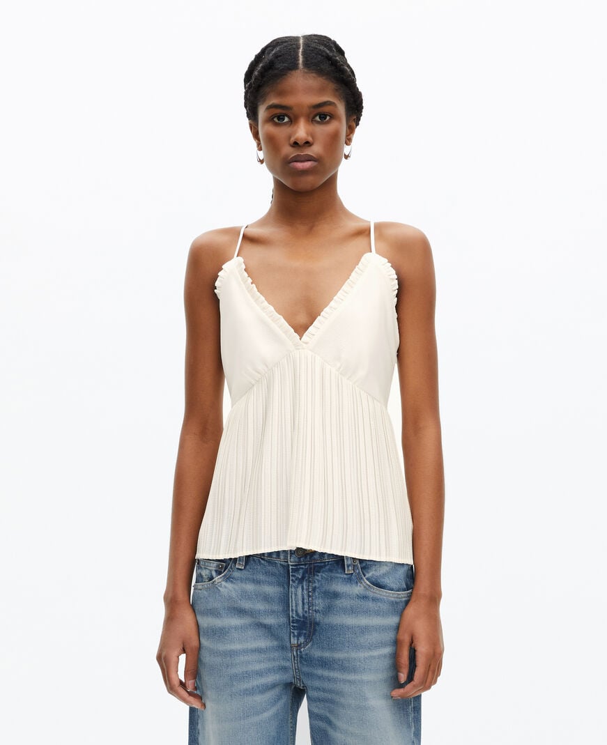 The Kooples MUJER ECRU camisola plisada color crudo