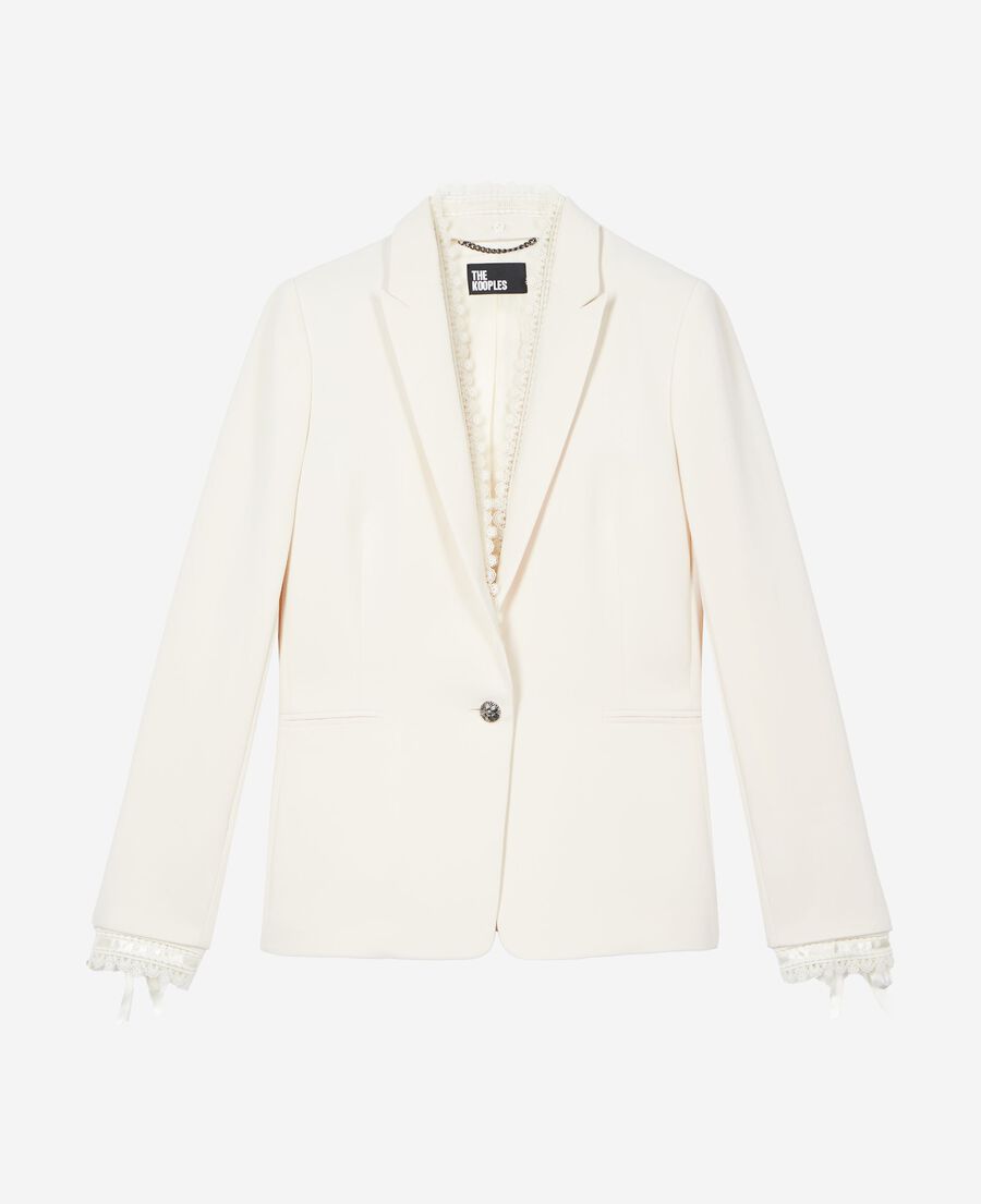 The Kooples WOMEN OFF WHITE suit jacket with ecru lace band
