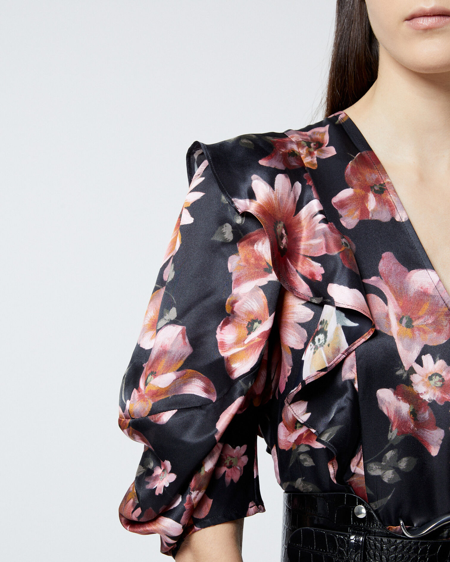 Robe portefeuille imprimée noire, BLACK, hi-res image number null