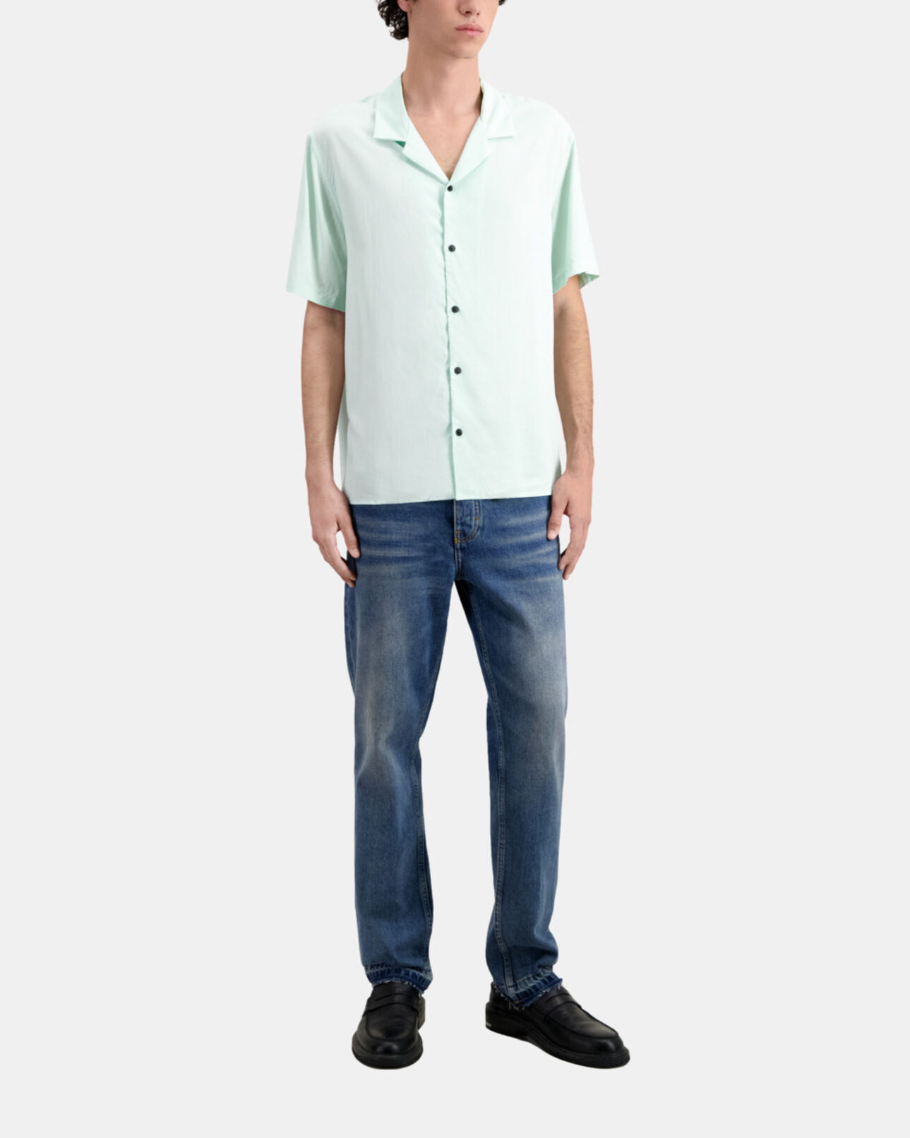 The Kooples HERREN OCEAN grünes hemd mit kurzen ärmeln
