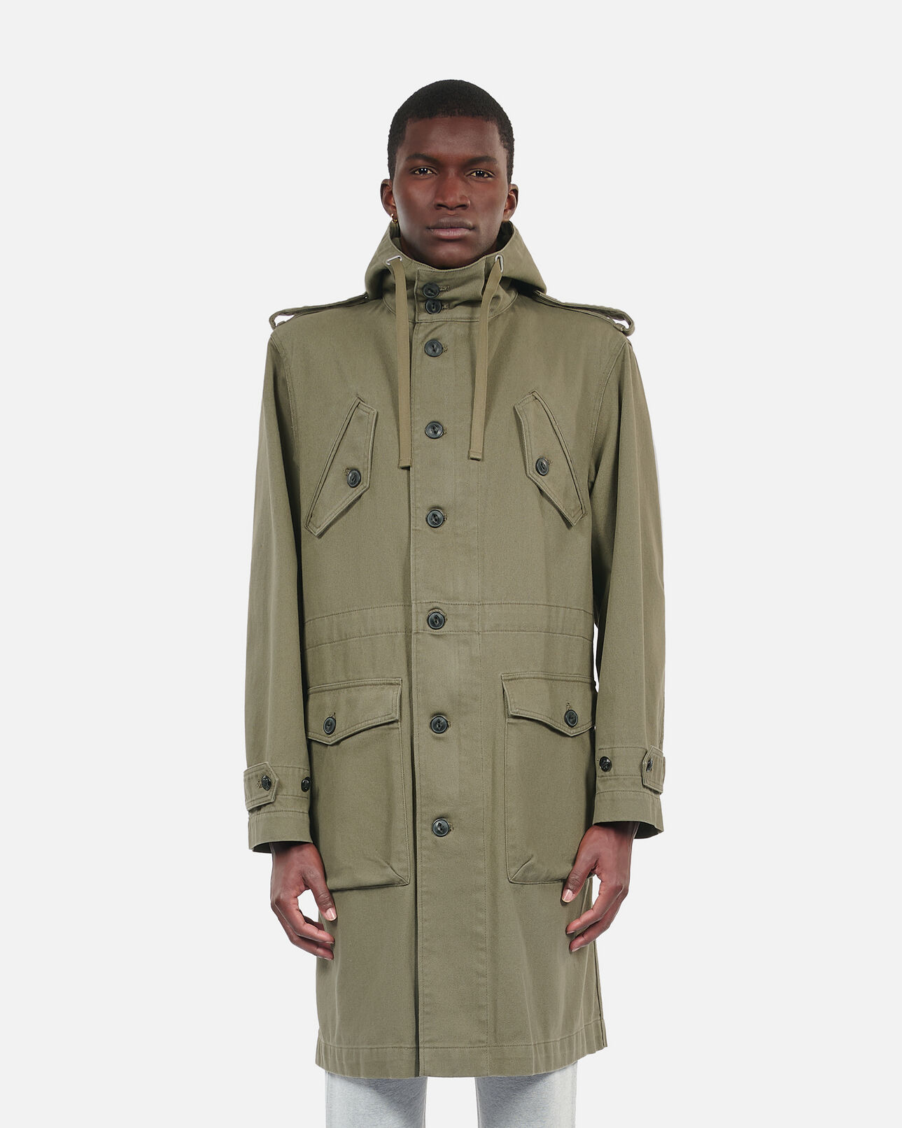 The Kooples HOMME OLIVE NIGHT parka longue à capuche kaki