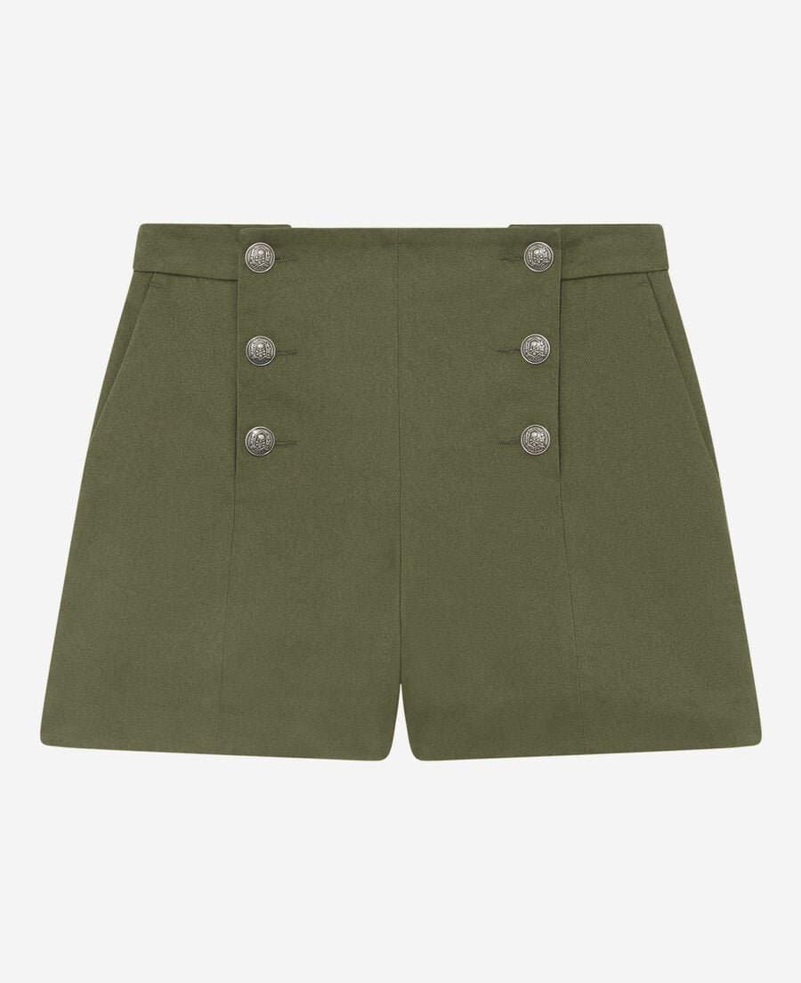 The Kooples F KAKI khaki double-breasted straight shorts
