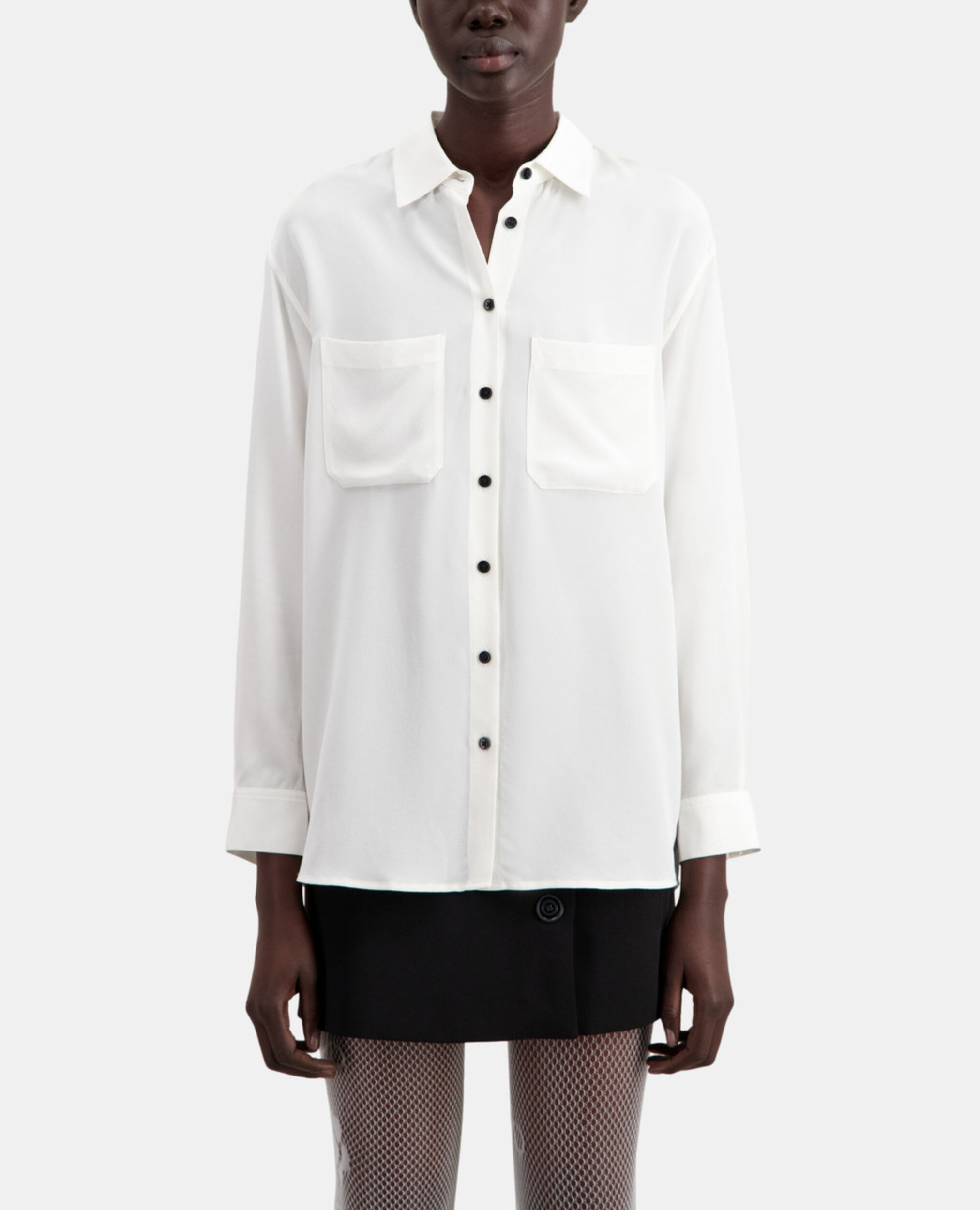 Chemise blanche en soie, ECRU, hi-res image number null