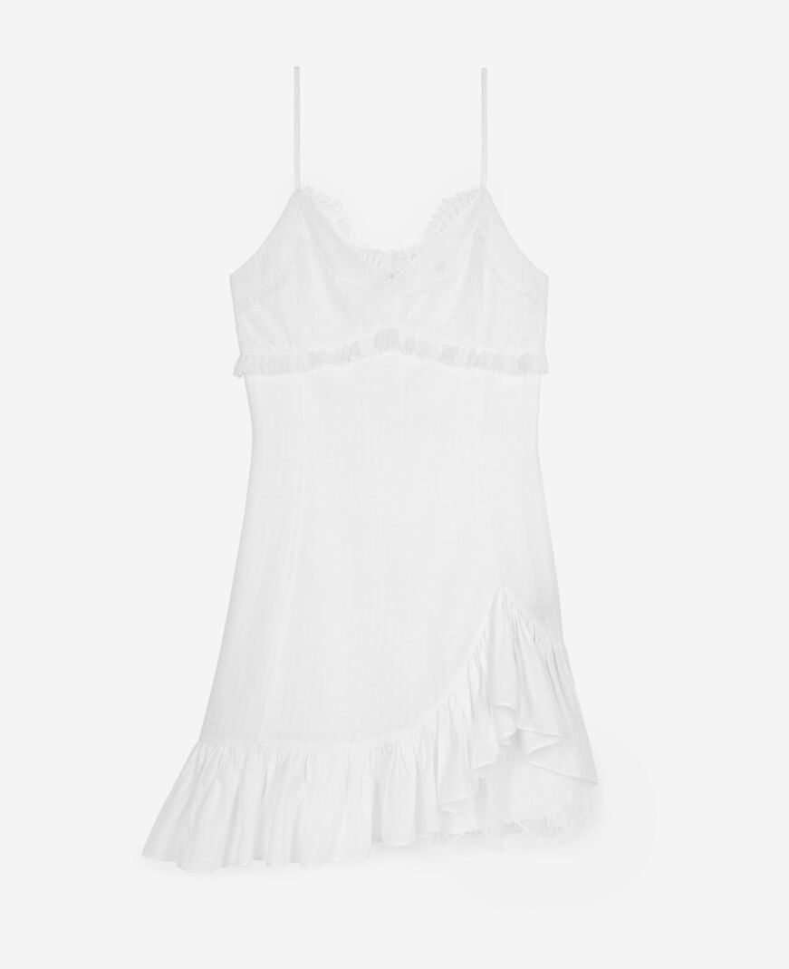 The Kooples WOMEN ECRU short dress with ecru lace