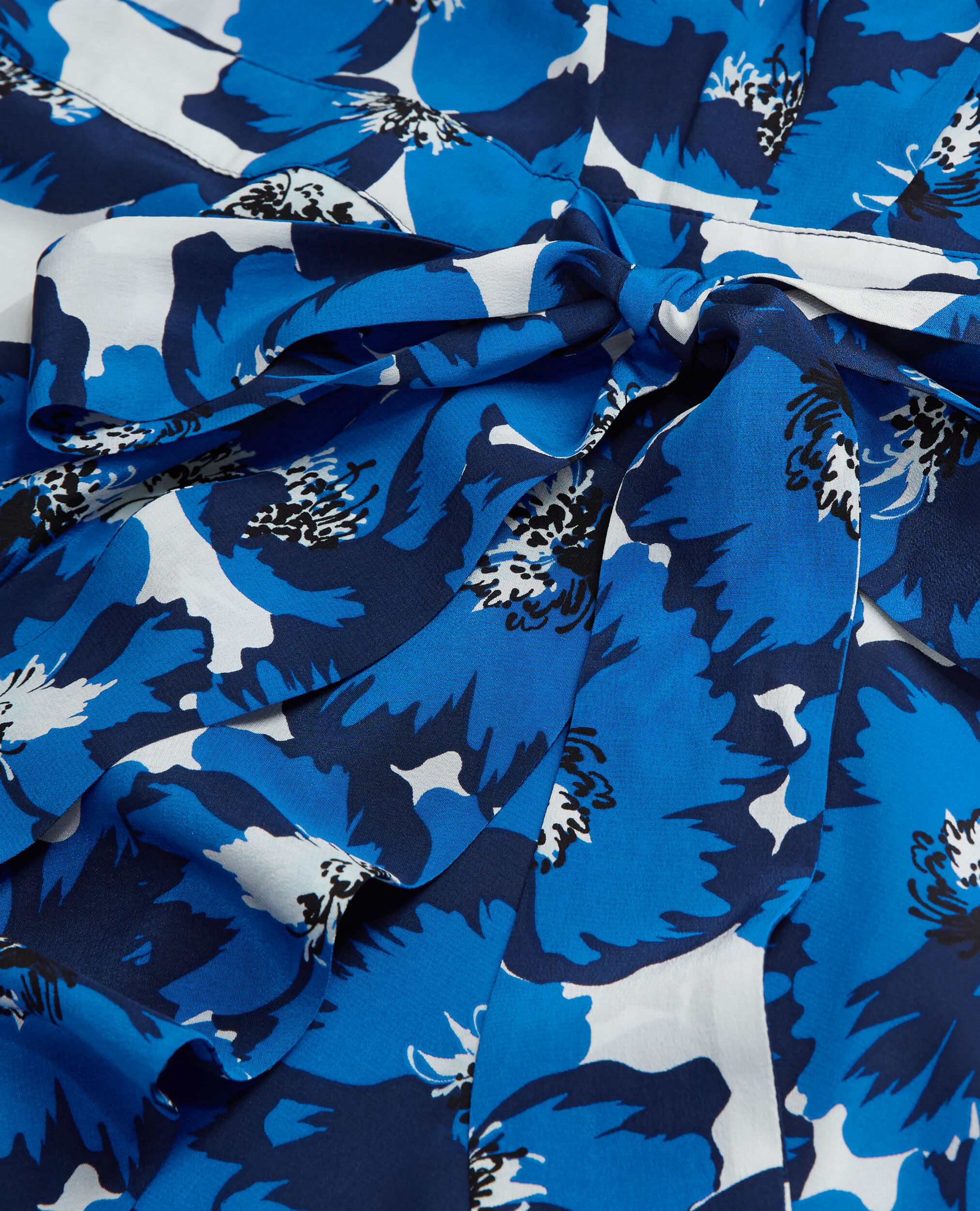 Long printed wrap silk dress, BLUE, hi-res image number null