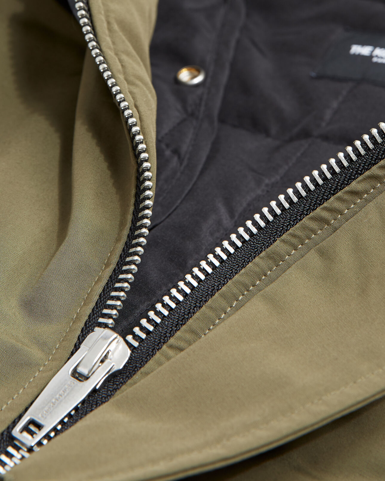 The Kooples MEN KAKI BLACK parka nylon khaki green with leather hood