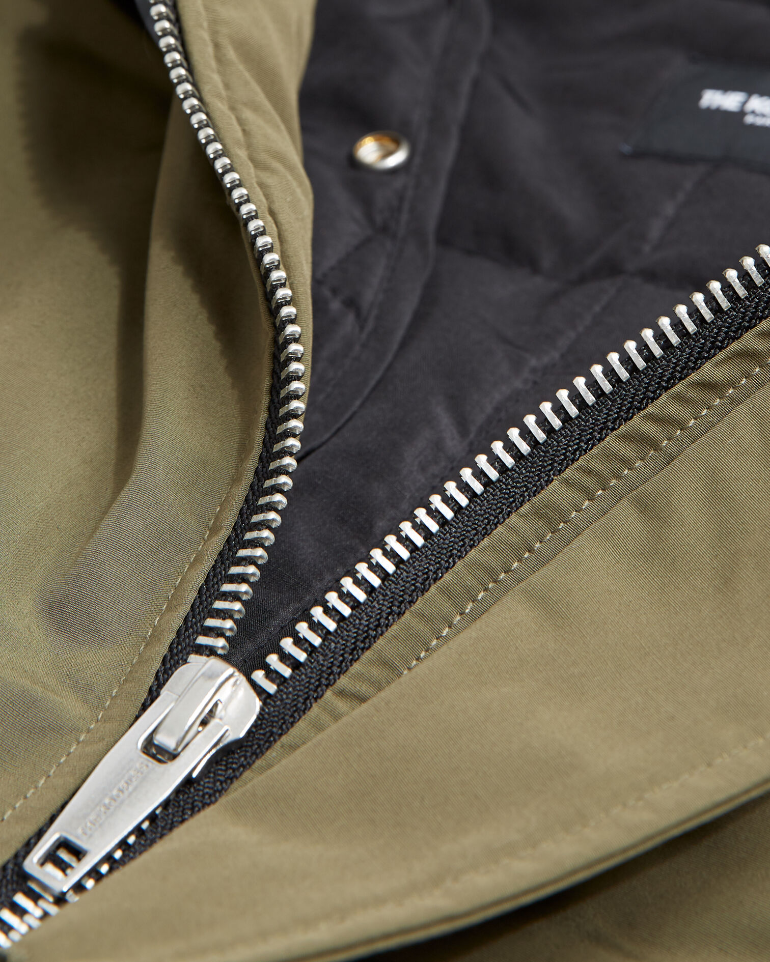 Parka nylon khaki green with leather hood, KAKI BLACK, hi-res image number null