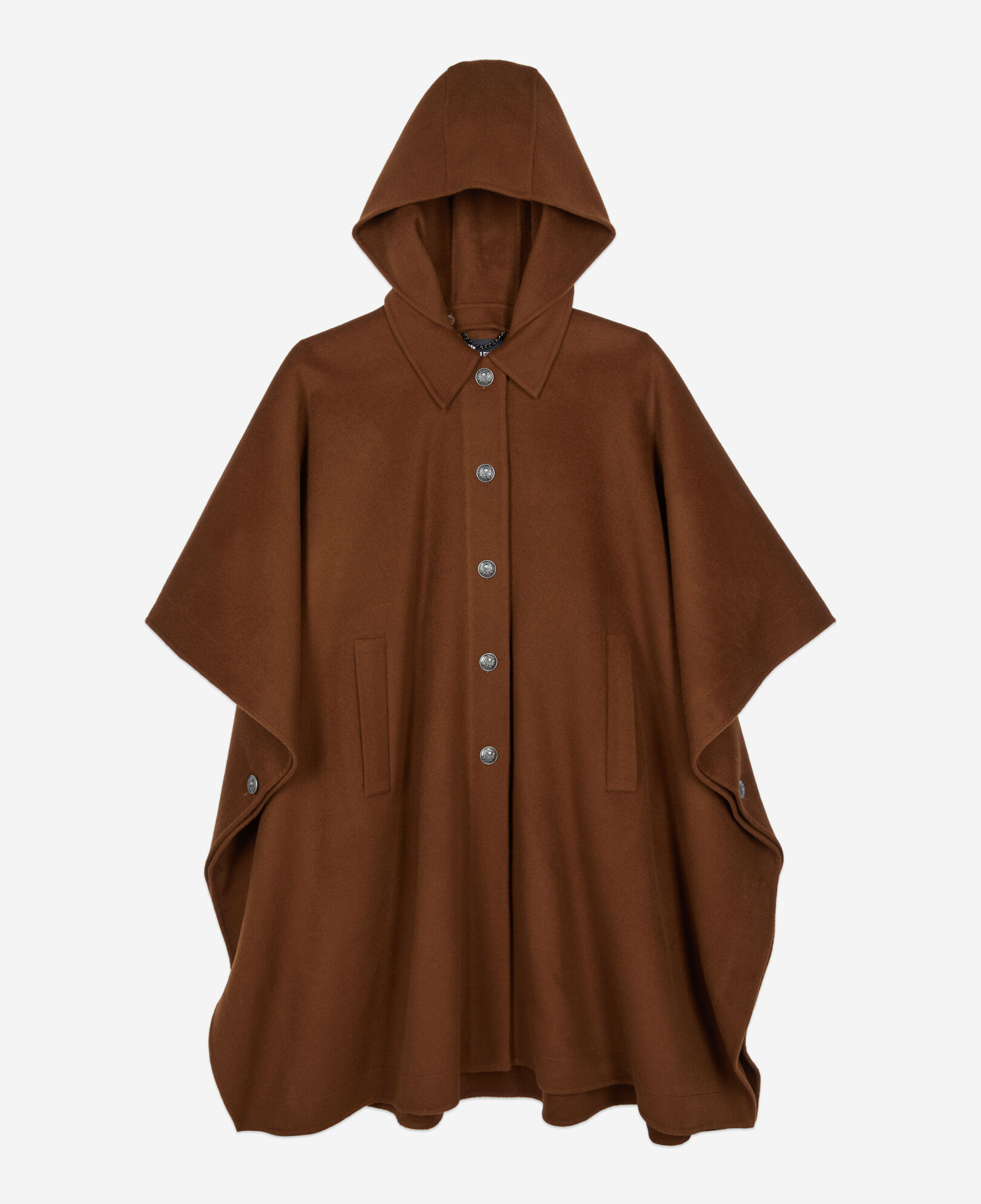 The Kooples WOMEN DARK BROWN brown wool blend long hooded cape