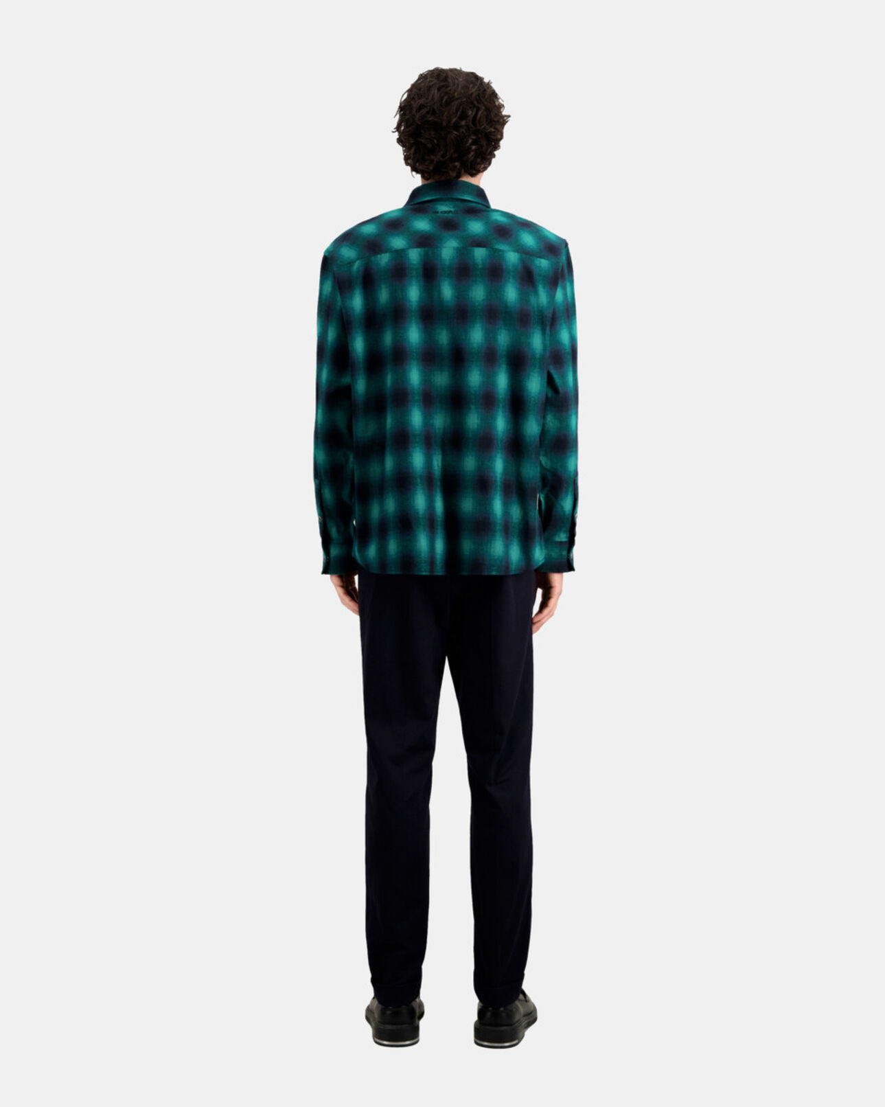 The Kooples HOMME BLACK / GREEN surchemise à carreaux noirs et verts