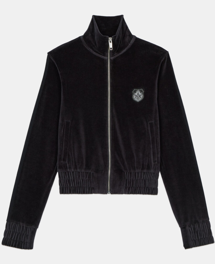 The Kooples F BLACK black velvet logo sweatshirt