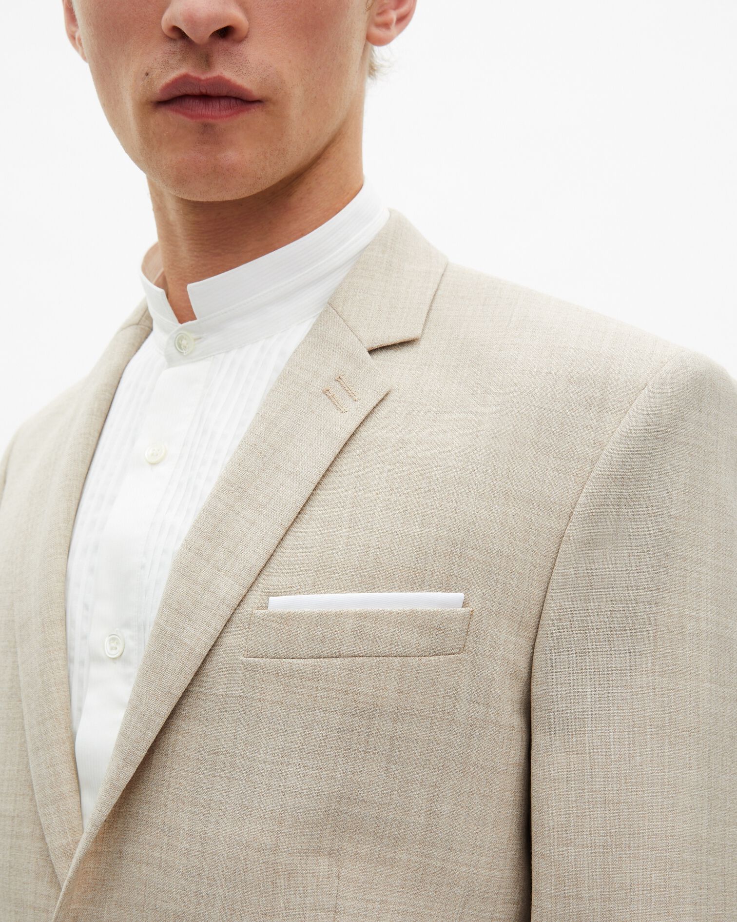 Beige wool suit fitted jacket, BEIGE, hi-res image number null