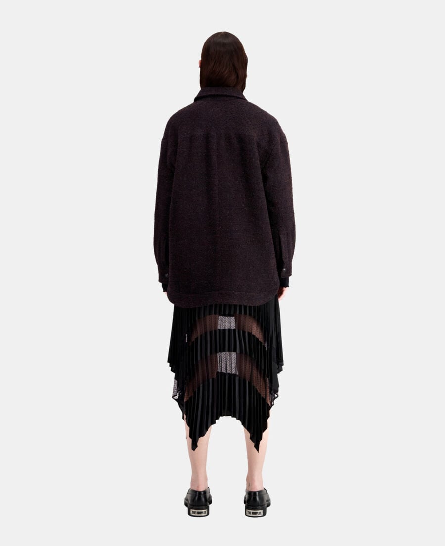 The Kooples FEMME BURGUNDY blouson style surchemise bordeaux en tweed