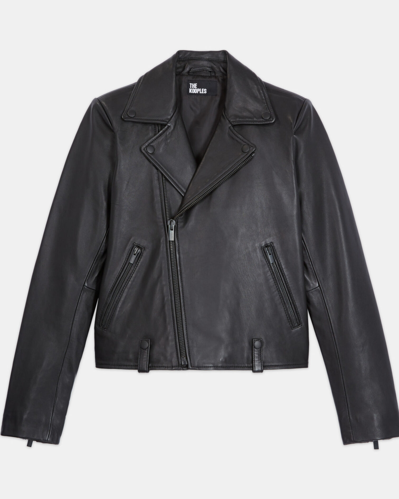 Blouson en cuir noir, BLACK, hi-res image number null