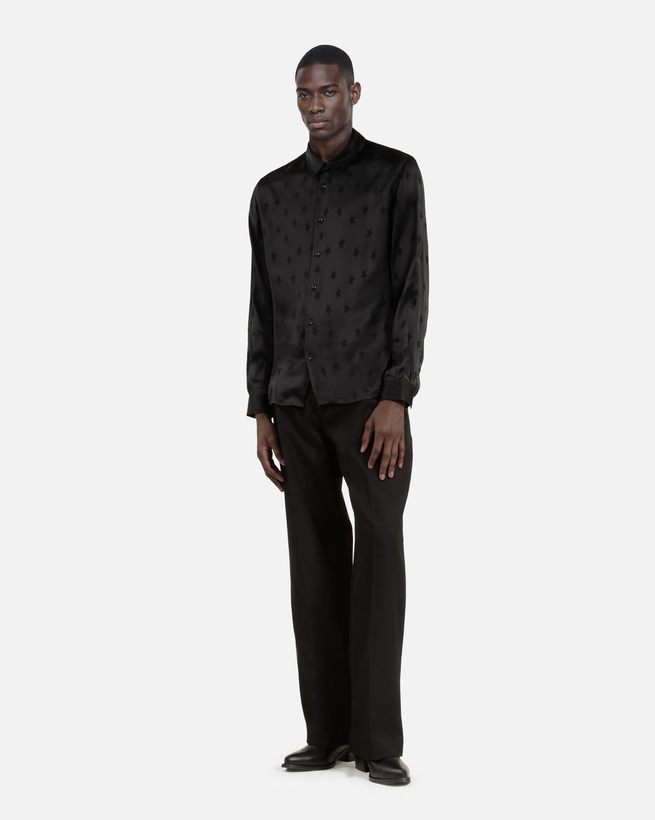 The Kooples MEN BLACK black jacquard shirt with stars