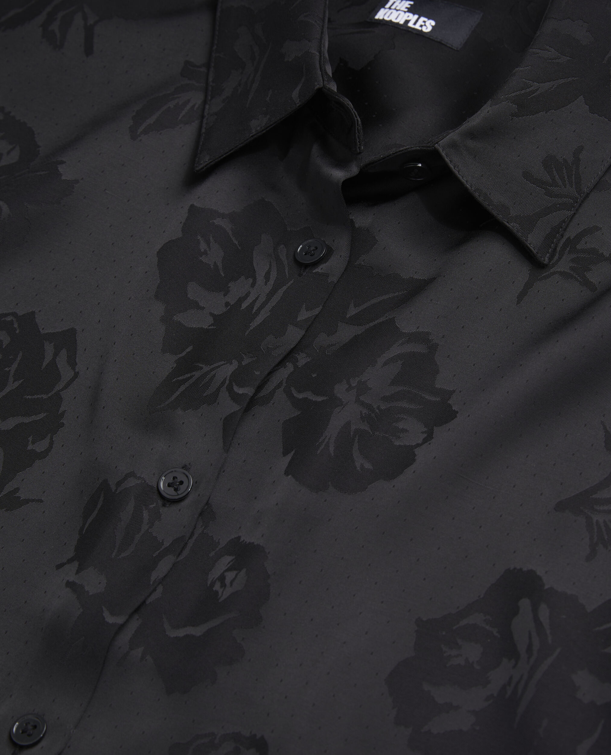 Camisa jacquard florida negra, BLACK, hi-res image number null