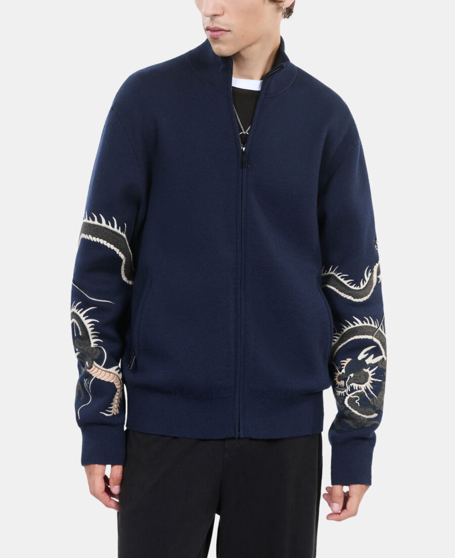 The Kooples HOMME NAVY cardigan en laine mélangée bleu marine