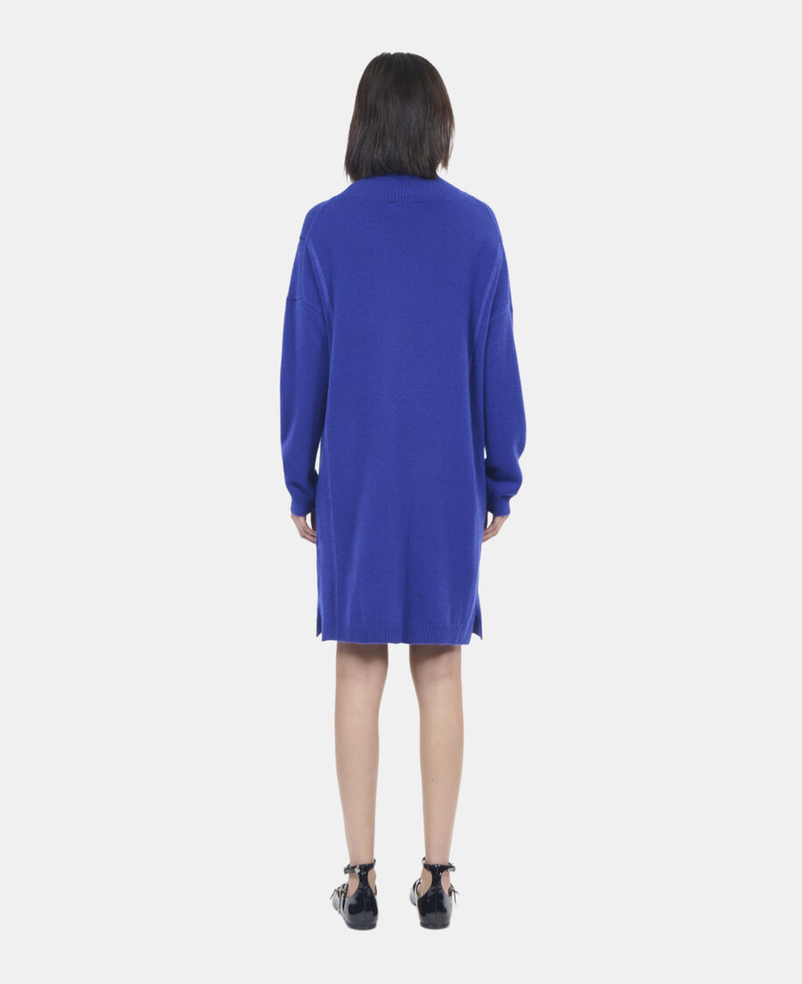 The Kooples FEMME BLUE ELECTRIC robe pull courte en cachemire bleu électrique