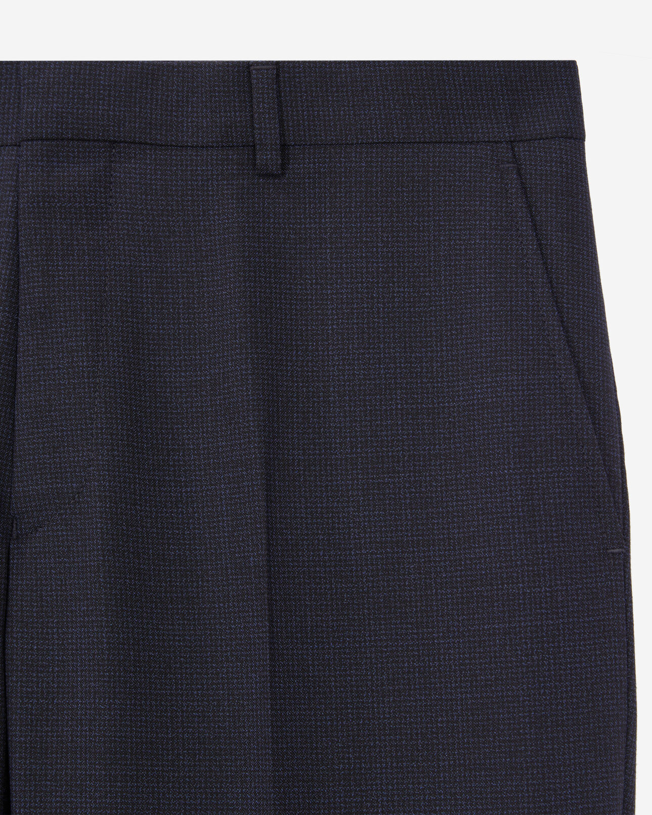 The Kooples HOMME NAVY / BLACK pantalon de costume bleu marine en laine à micro motifs